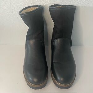 Nautica Black Leather & Fabric Pull-On Boots